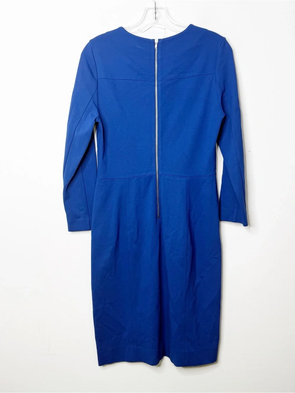J. CREW | Classic Cobalt Blue 3/4 Sleeve Ponte Knit Sheath Dress Sz. 4 - Picture 3 of 3